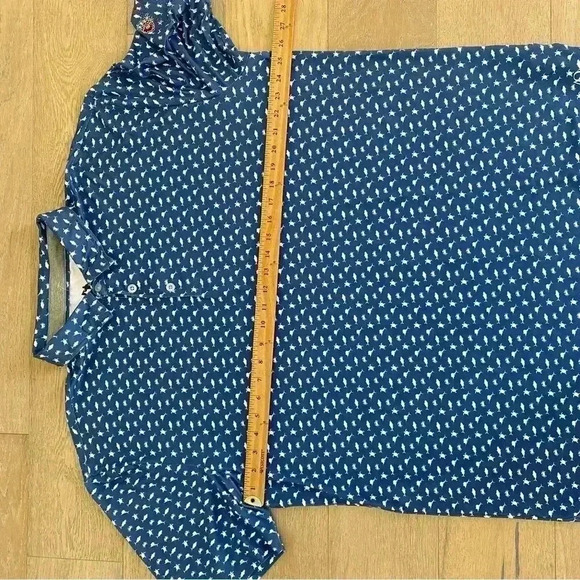 Blue Patterned Men's Polo Shirt - Picture 6 of 7